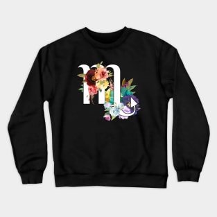 Scorpio Horoscope Zodiac Rainbow Flowers Design Crewneck Sweatshirt